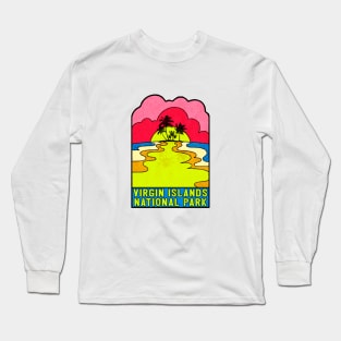 Virgin Islands National Park Groovy Sunset 70's Hippie Hippy Vintage United States Long Sleeve T-Shirt